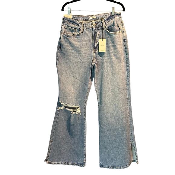 90's fit jeans NWT Forever 21 distressed flare leg relaxed leg pinched waist - Picture 1 of 13